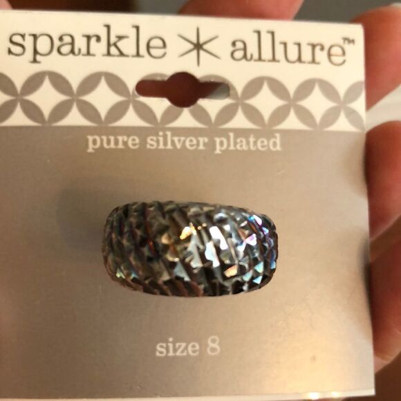 NWT Sparkle Allure iridescent silver plated ring 8 - Picture 1 of 9